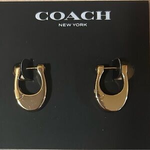 Coach Gold-Tone Huggie Earrings with Crystal Stone